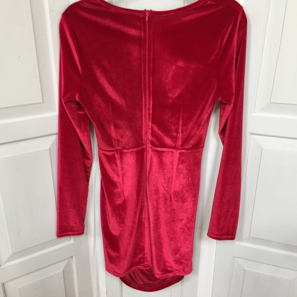 SBetro Red Velvet Dress w/ Ruched Sides - Picture 12 of 16